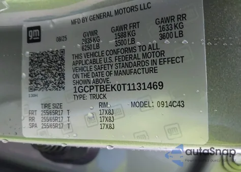 2026 Chevrolet Colorado Wt, 4Wd z USA, uszkodzony, nr VIN 1GCPTBEK0T1131469